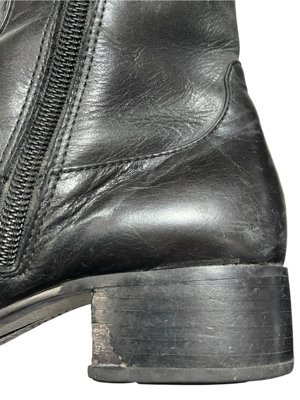 Born Black Leather Knee Boots 6.5 Side Zip Comfort - Picture 9 of 12